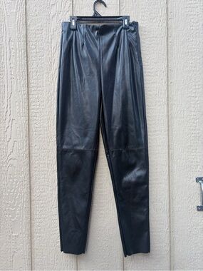Women's Black Faux Leather Sleek Ankle Pants